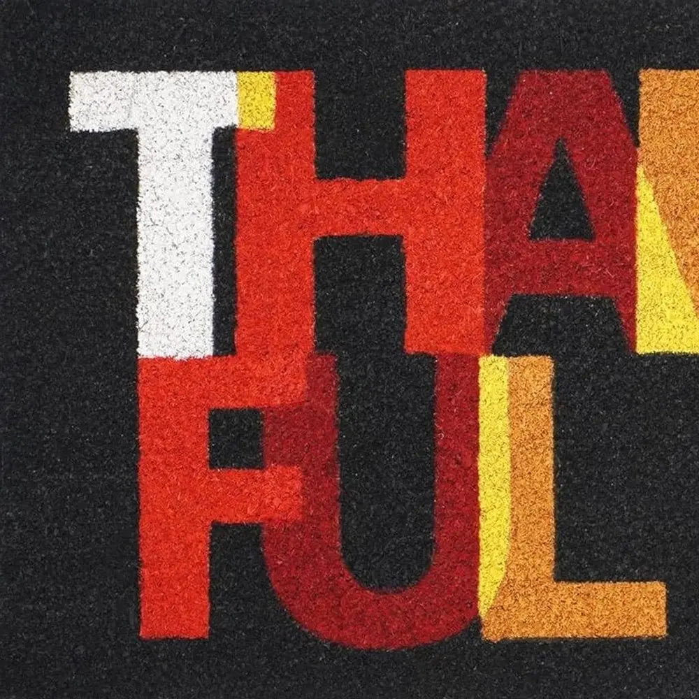 17" X 29" Natural And Brown Thanksgiving Outdoor Coir Door Mat - NOVA HOME FURNITURE