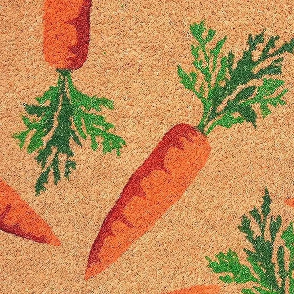 17" X 29" Natural And Orange Easter Carrots Coir Outdoor Door Mat - NOBLE HOME INTERIORS