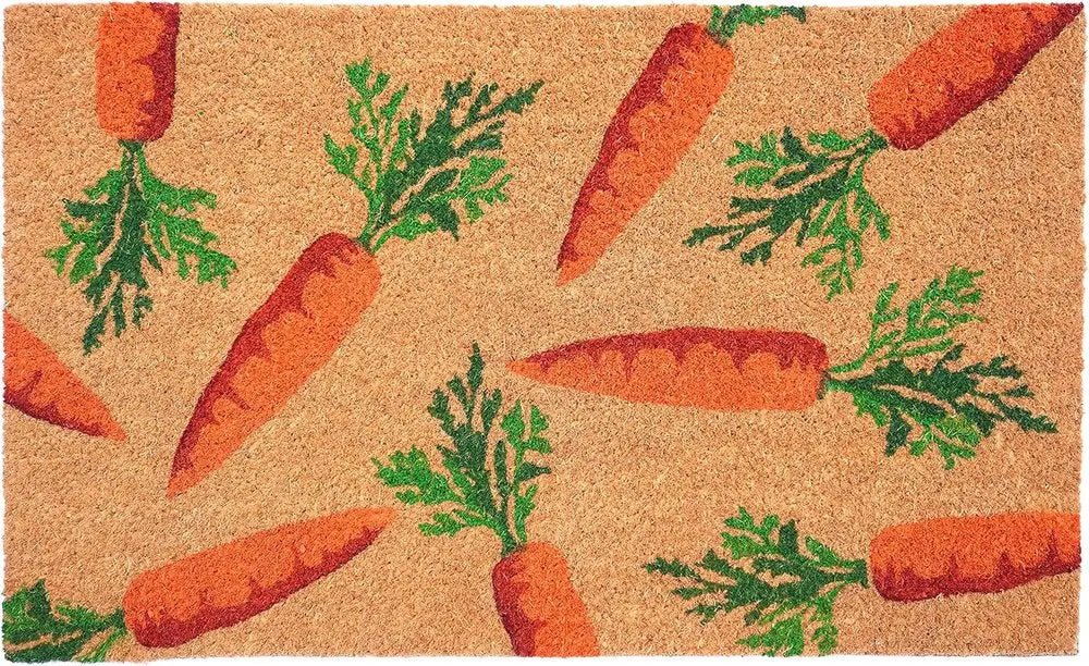 17" X 29" Natural And Orange Easter Carrots Coir Outdoor Door Mat - NOBLE HOME INTERIORS