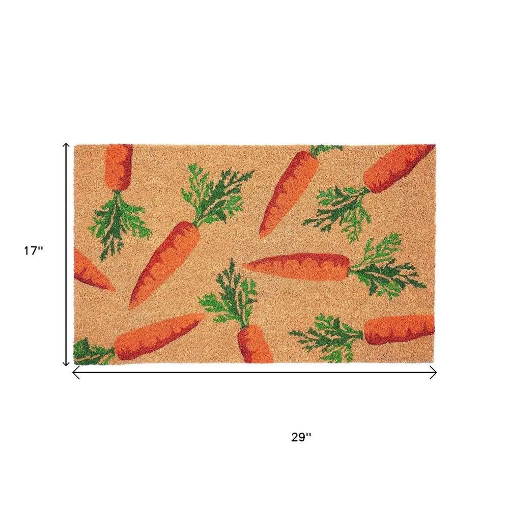 17" X 29" Natural And Orange Easter Carrots Coir Outdoor Door Mat - NOBLE HOME INTERIORS