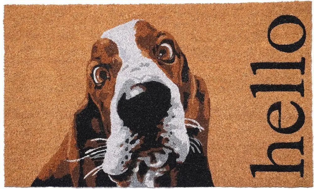 17" X 29" Natural And Red Coir Dog Outdoor Door Mat - NOBLE HOME INTERIORS