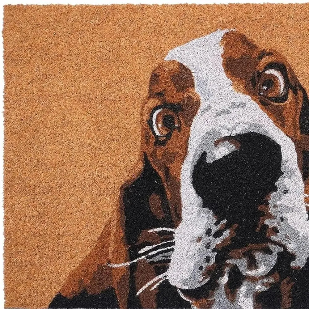 17" X 29" Natural And Red Coir Dog Outdoor Door Mat - NOBLE HOME INTERIORS