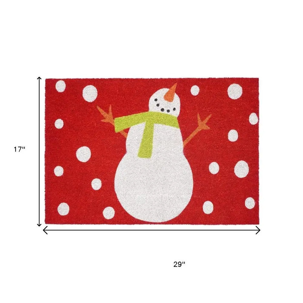 17" X 29" Natural Black And White Feliz Navidad Snowman Coir Door Mat - NOBLE HOME INTERIORS