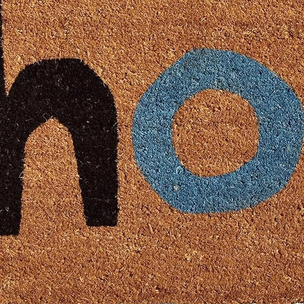 17" X 29" Natural Blue and Black Coir Hola Outdoor Door Mat - NOBLE HOME INTERIORS