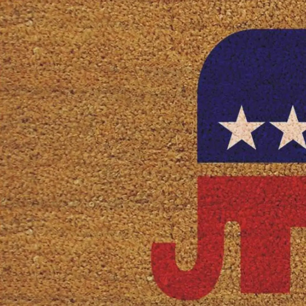 17" X 29" Natural Red White And Blue Republican Coir Outdoor Door Mat - NOBLE HOME INTERIORS