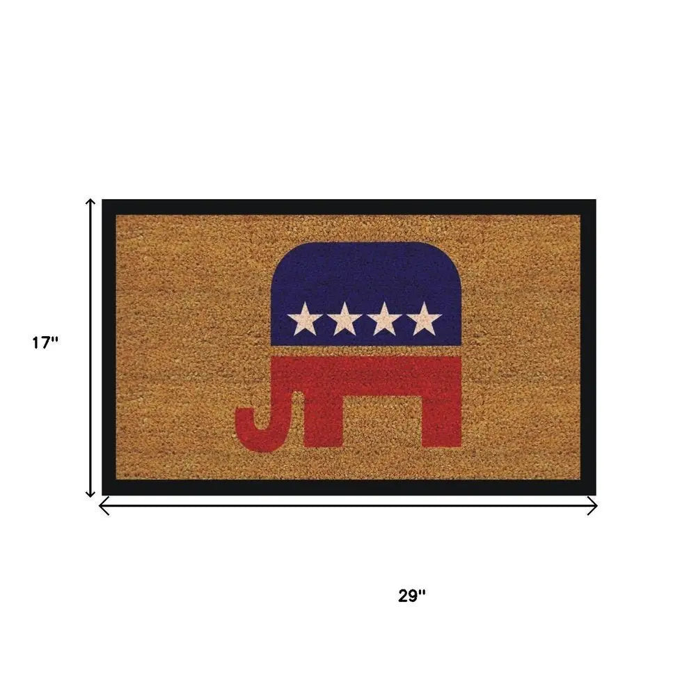 17" X 29" Natural Red White And Blue Republican Coir Outdoor Door Mat - NOBLE HOME INTERIORS