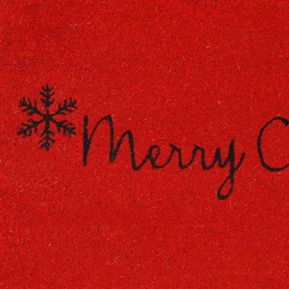 17" X 29" Red And Black Coir Merry Christmas Outdoor Door Mat - NOBLE HOME INTERIORS