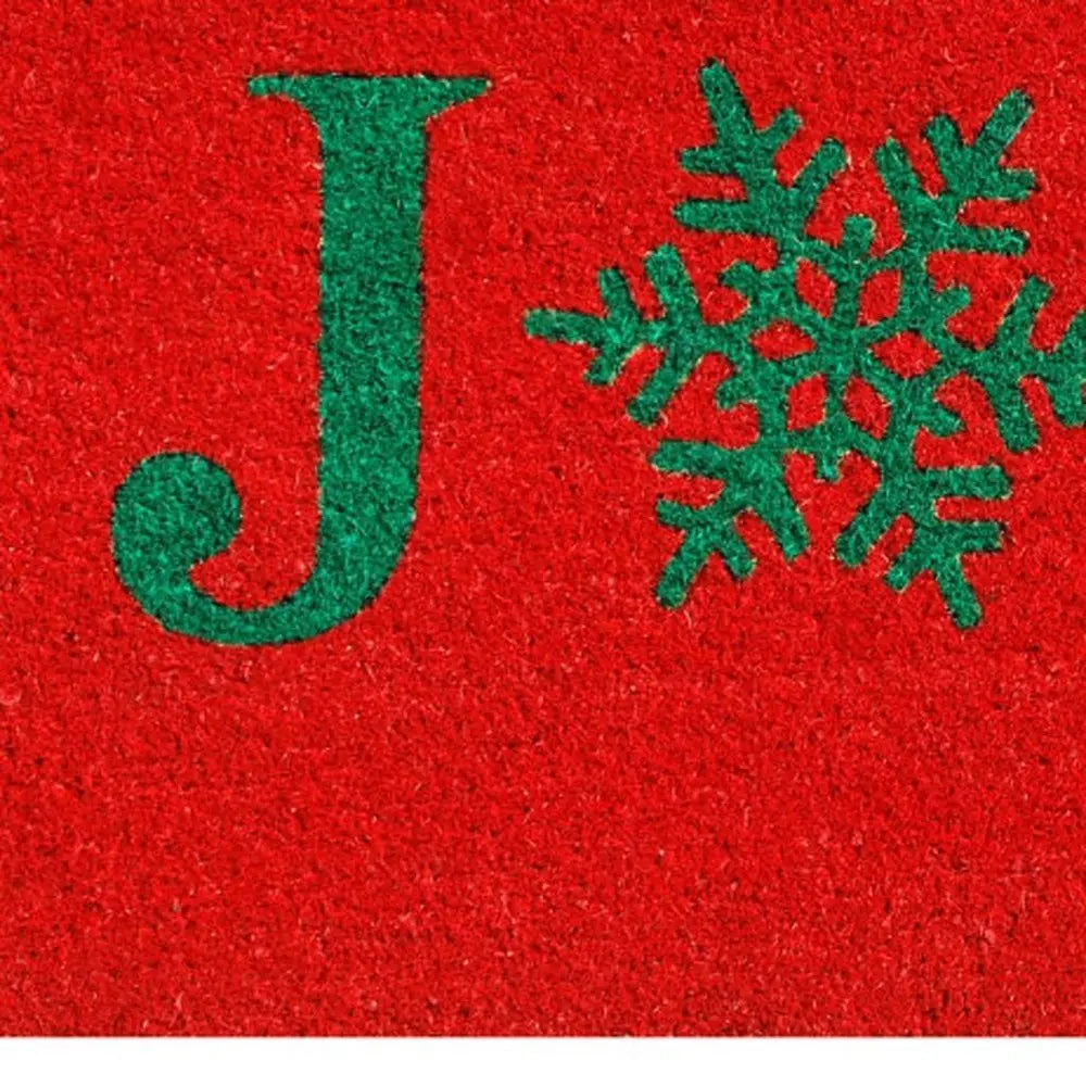 17" X 29" Red And Green Christmas Outdoor Coir Door Mat - NOBLE HOME INTERIORS