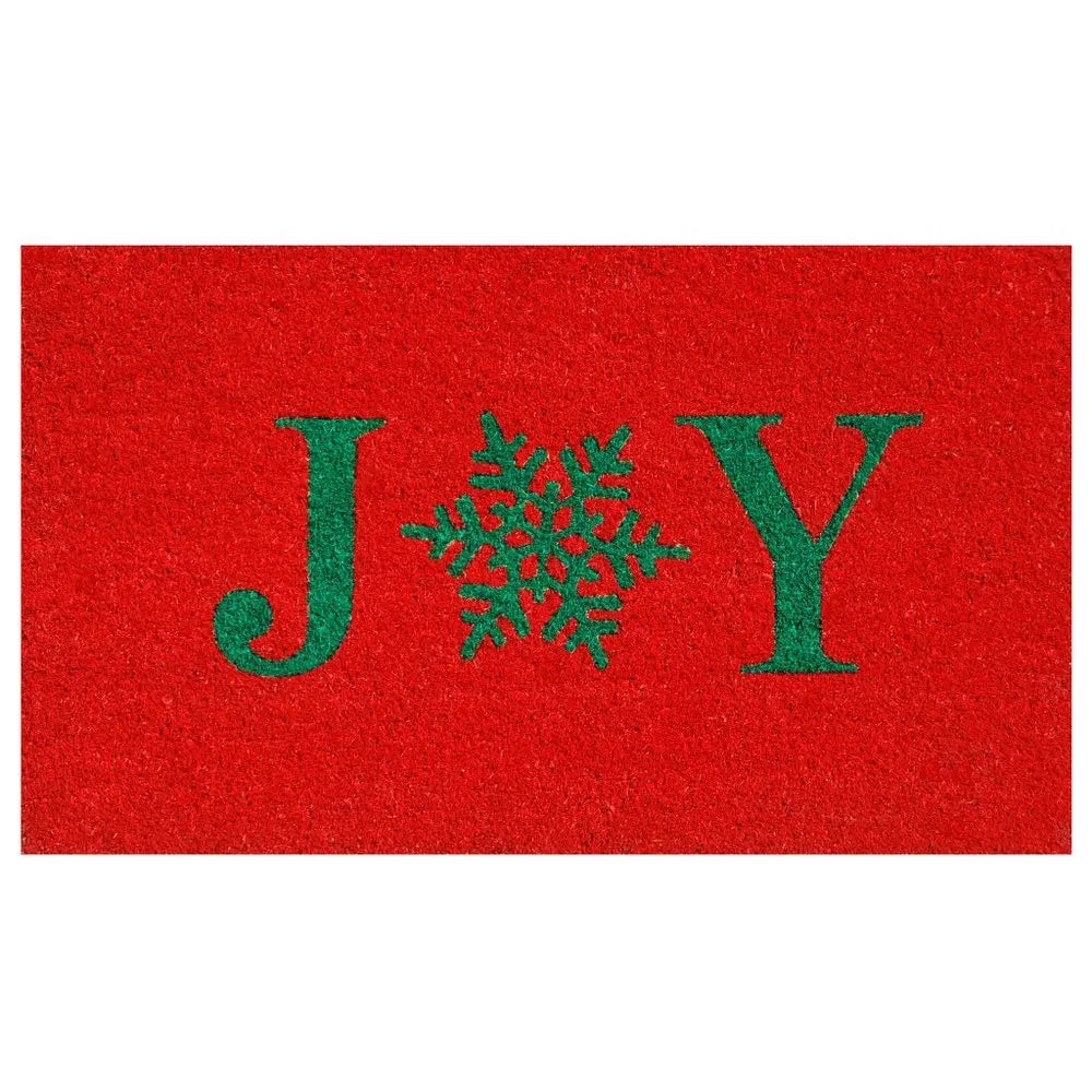 17" X 29" Red And Green Christmas Outdoor Coir Door Mat - NOBLE HOME INTERIORS
