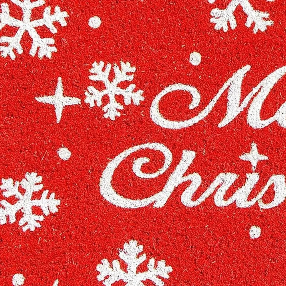 17" X 29" Red And White Coir Merry Christmas Outdoor Door Mat - NOBLE HOME INTERIORS