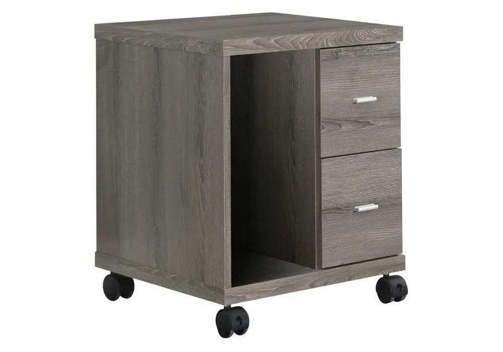 17.75" X 17.75" X 23" Dark Taupe Particle Board Hollow Core 2 Drawers Office Cabinet - NOBLE HOME INTERIORS