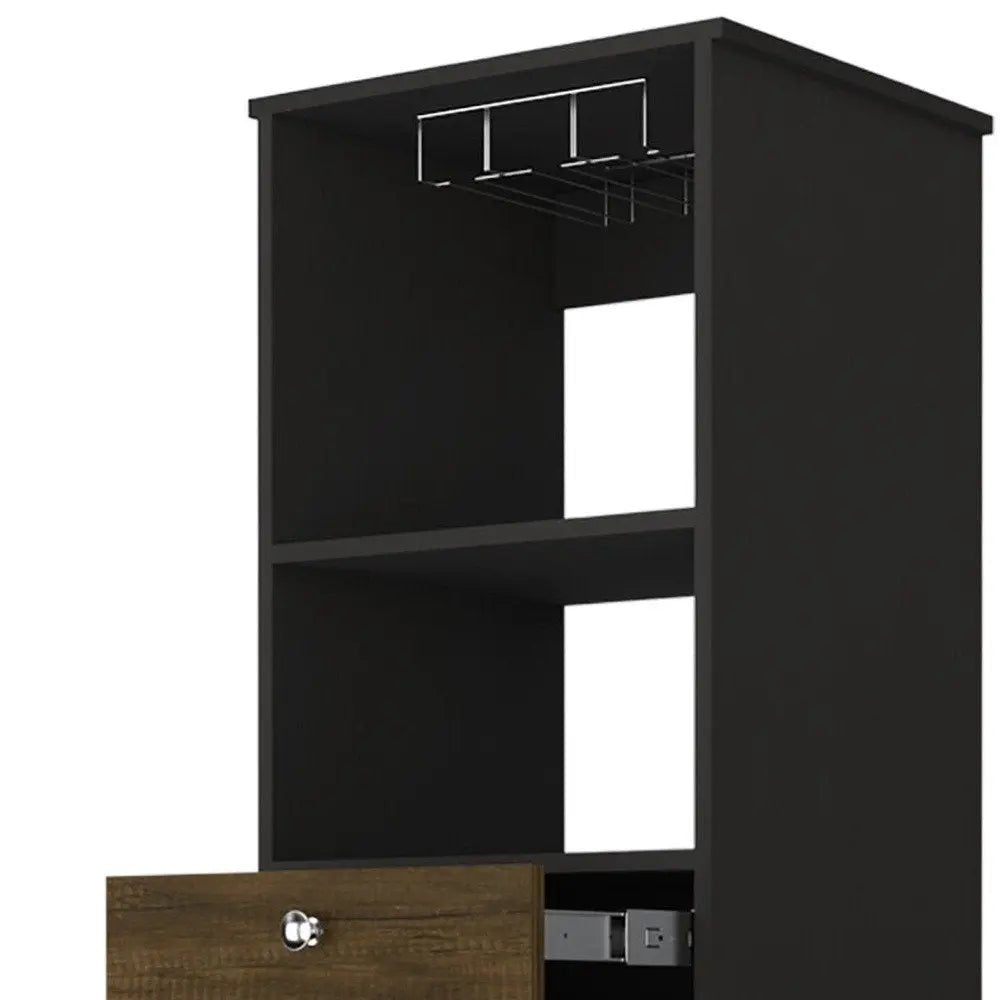 18" Black Bar Cabinet With Two Drawers - NOBLE HOME INTERIORS