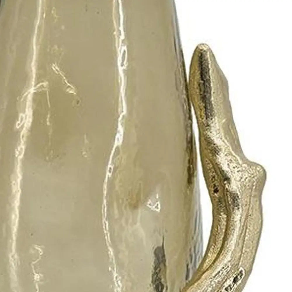 18" Champagne Glass And Metal Table Vase - NOBLE HOME INTERIORS