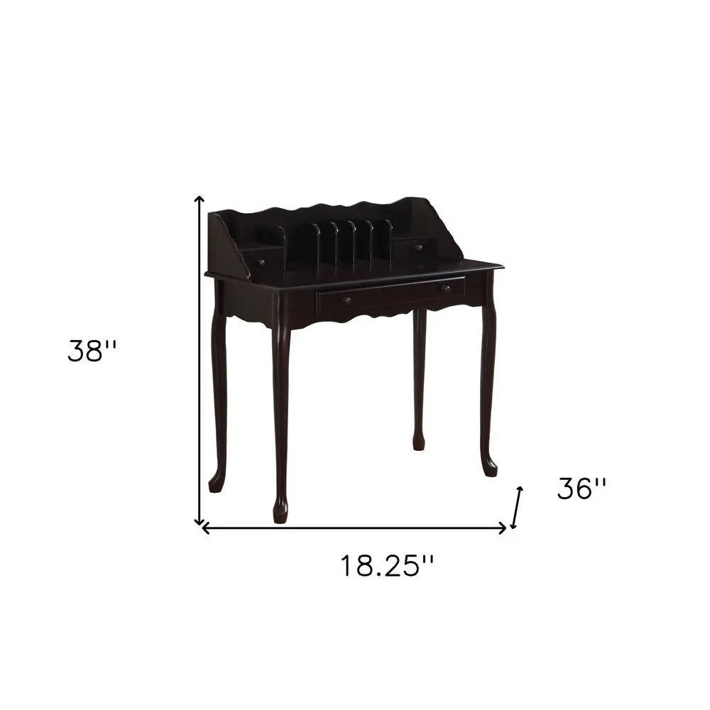18" Dark Brown Solid Wood Computer Desk With Three Drawers - NOBLE HOME INTERIORS