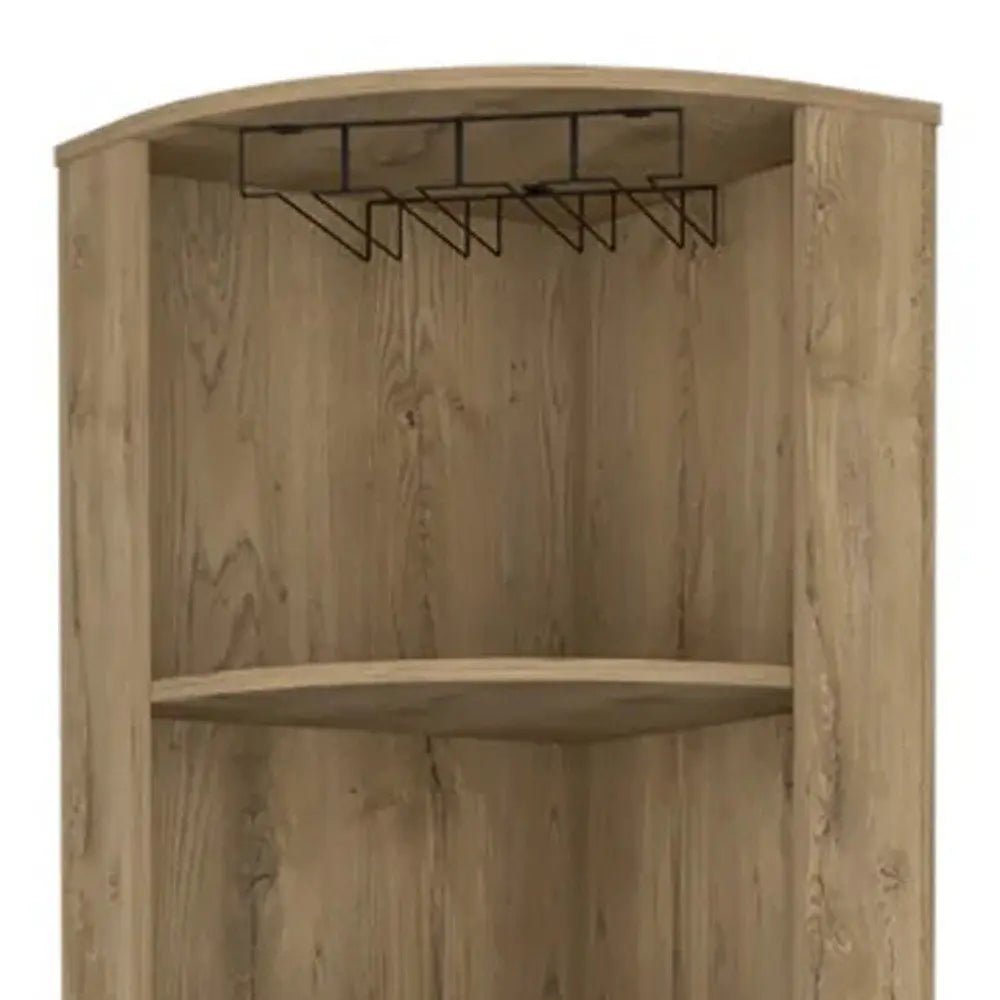 18" Natural Corner Bar Cabinet With Eleven Shelves - NOBLE HOME INTERIORS