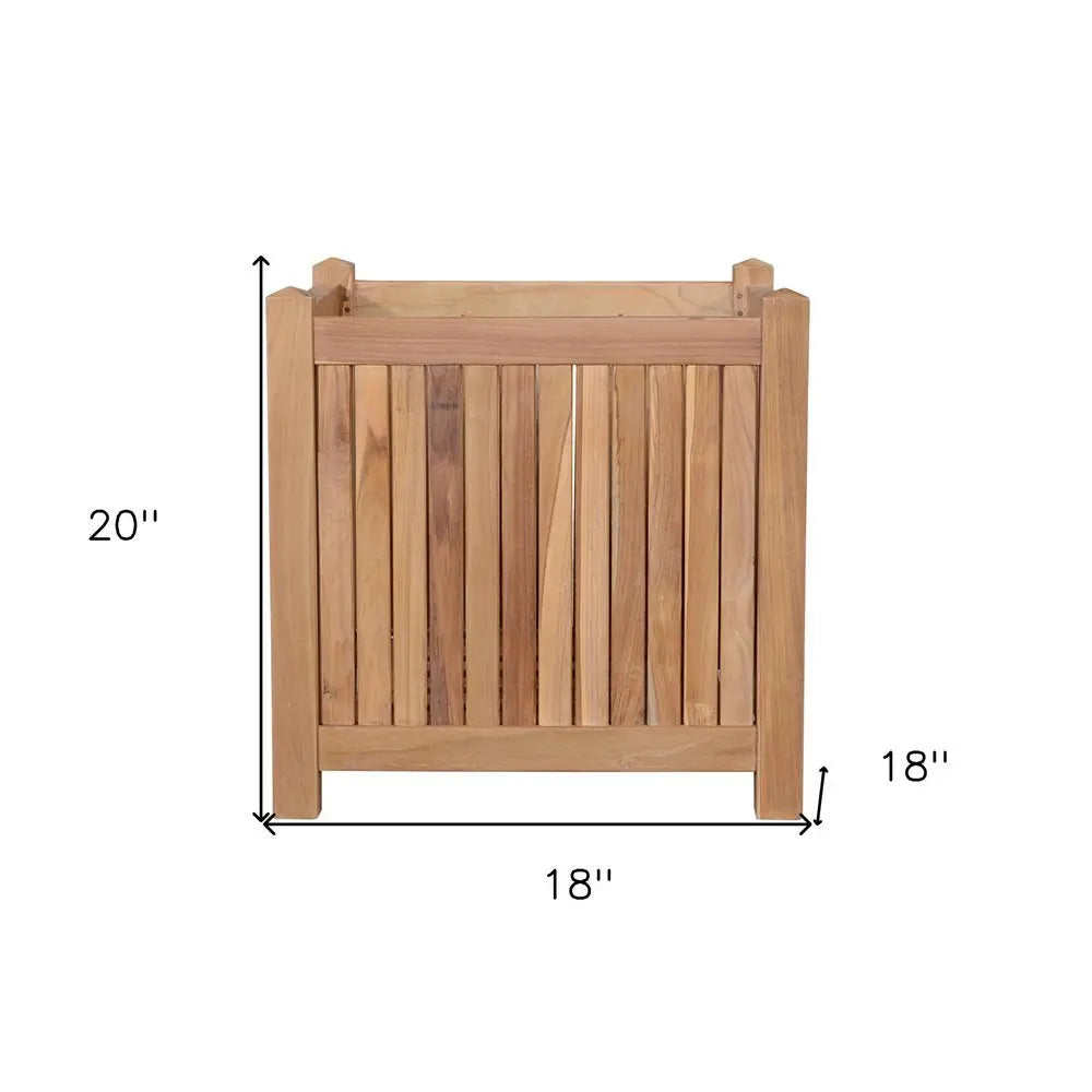18" Natural Solid Wood Indoor Outdoor Square Planter Box - NOBLE HOME INTERIORS