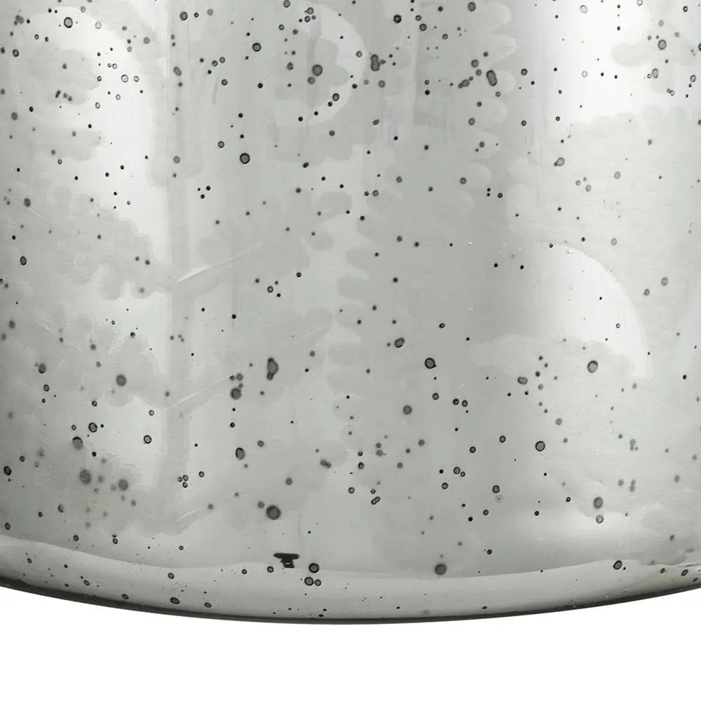 18" Silver Floral Round Glass Table Vase - NOBLE HOME INTERIORS