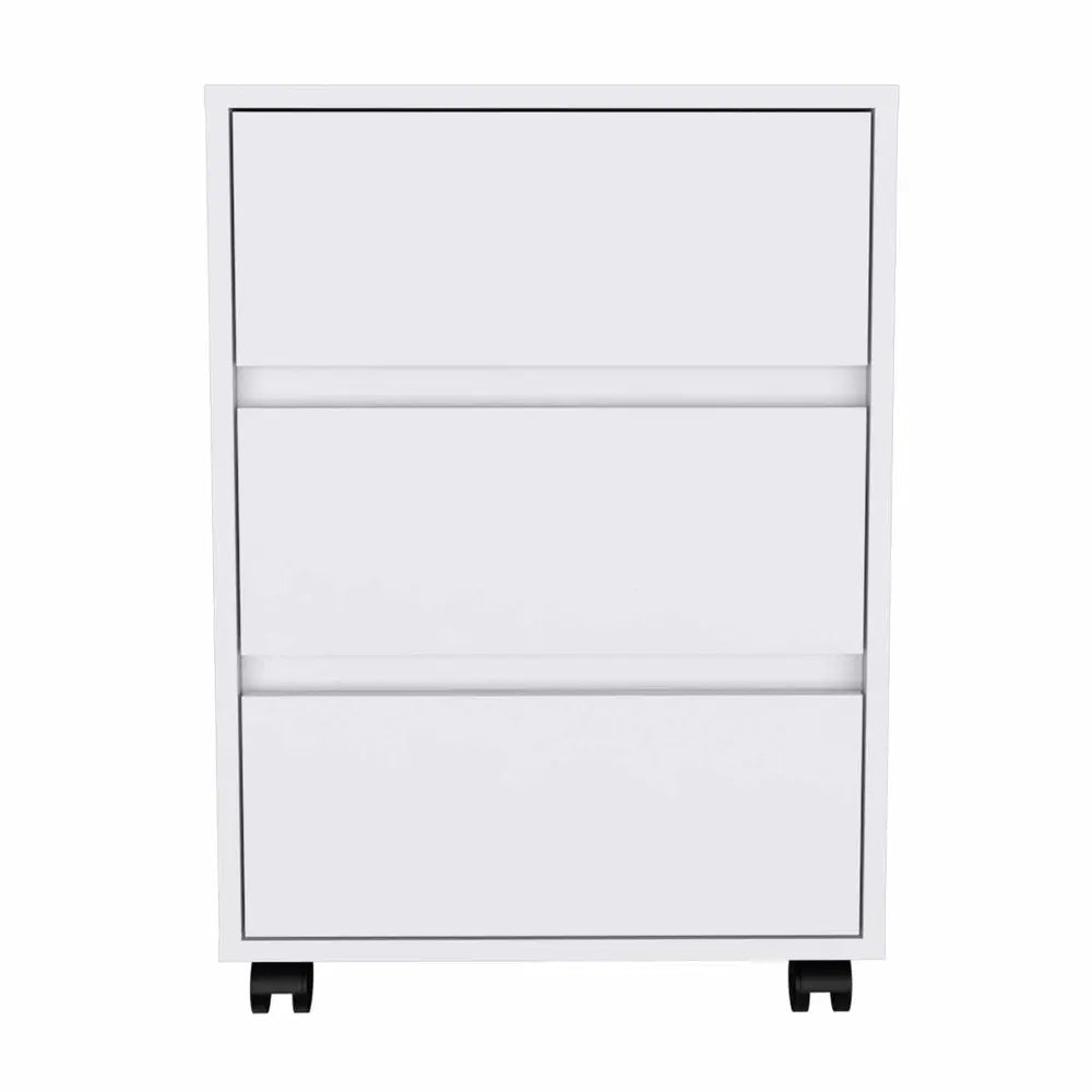18" White Wood Accent Cabinet With Three Drawers - NOBLE HOME INTERIORS