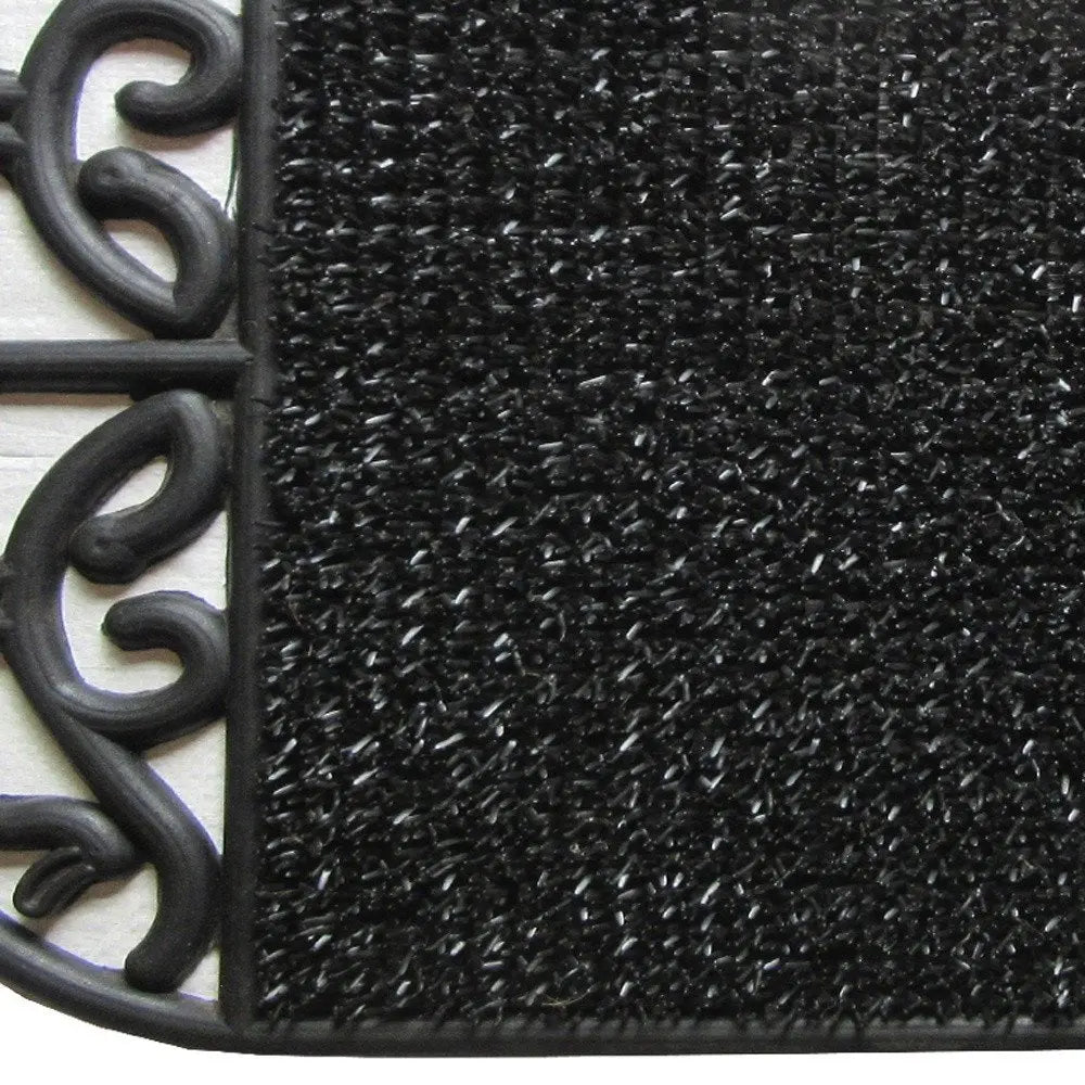 18" X 29" Black Rubber Outdoor Oval Door Mat - NOBLE HOME INTERIORS