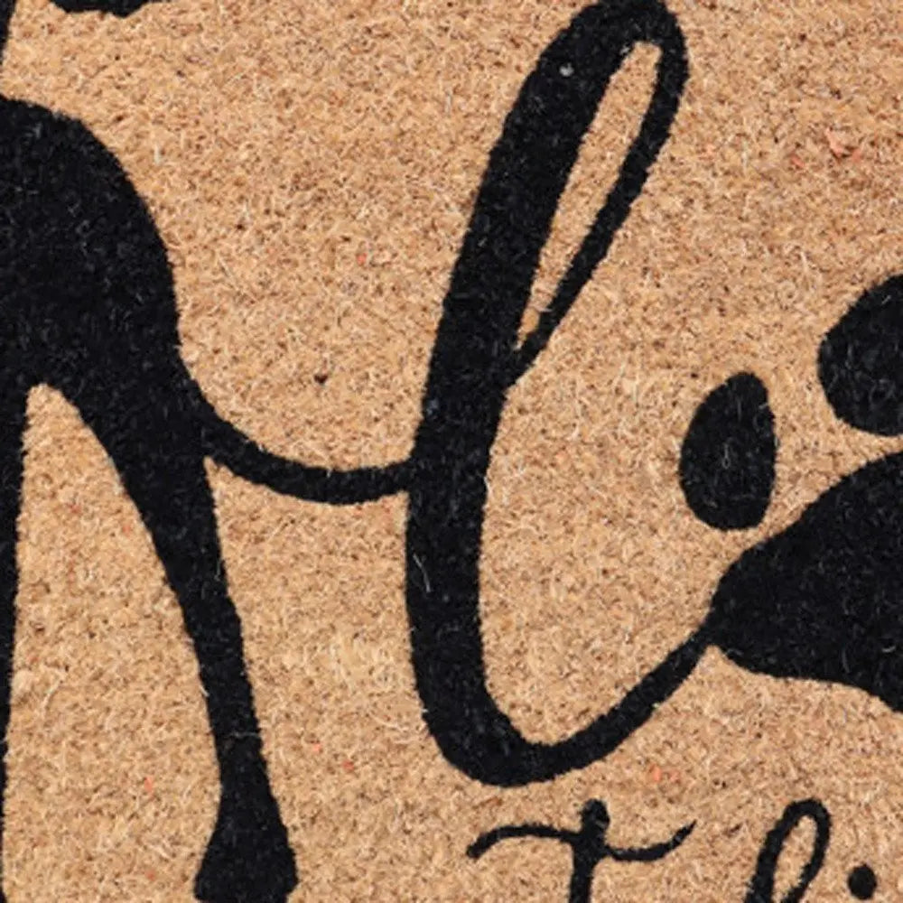 18" X 30" Beige and Black Coir Dog Outdoor Door Mat - NOBLE HOME INTERIORS
