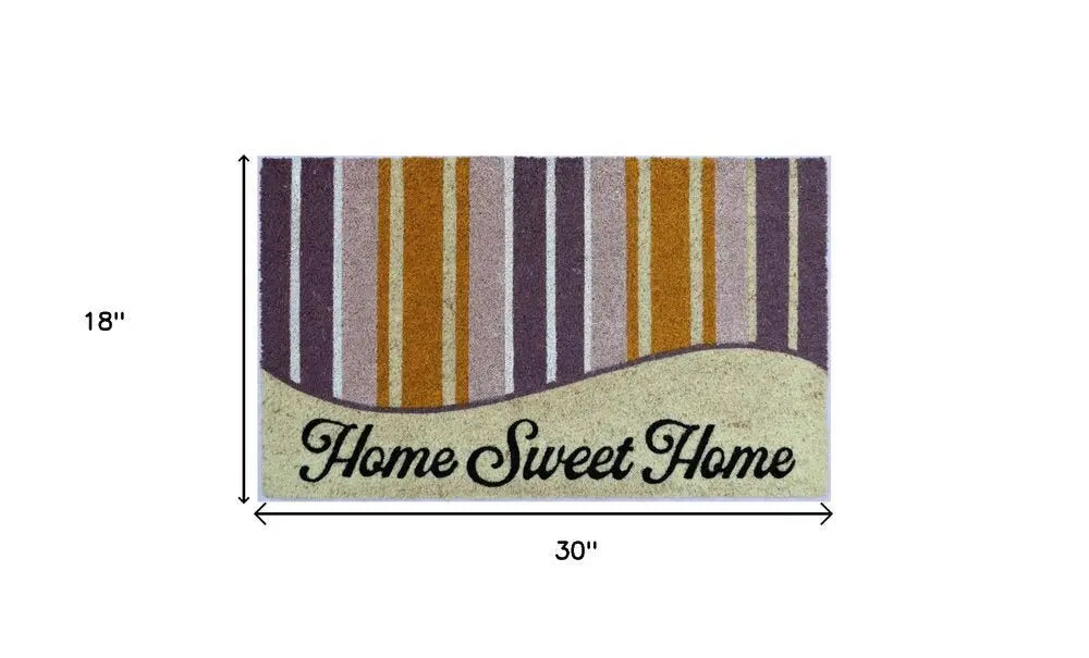 18" X 30" Beige and Black Coir Home Sweet Home Outdoor Door Mat - NOBLE HOME INTERIORS