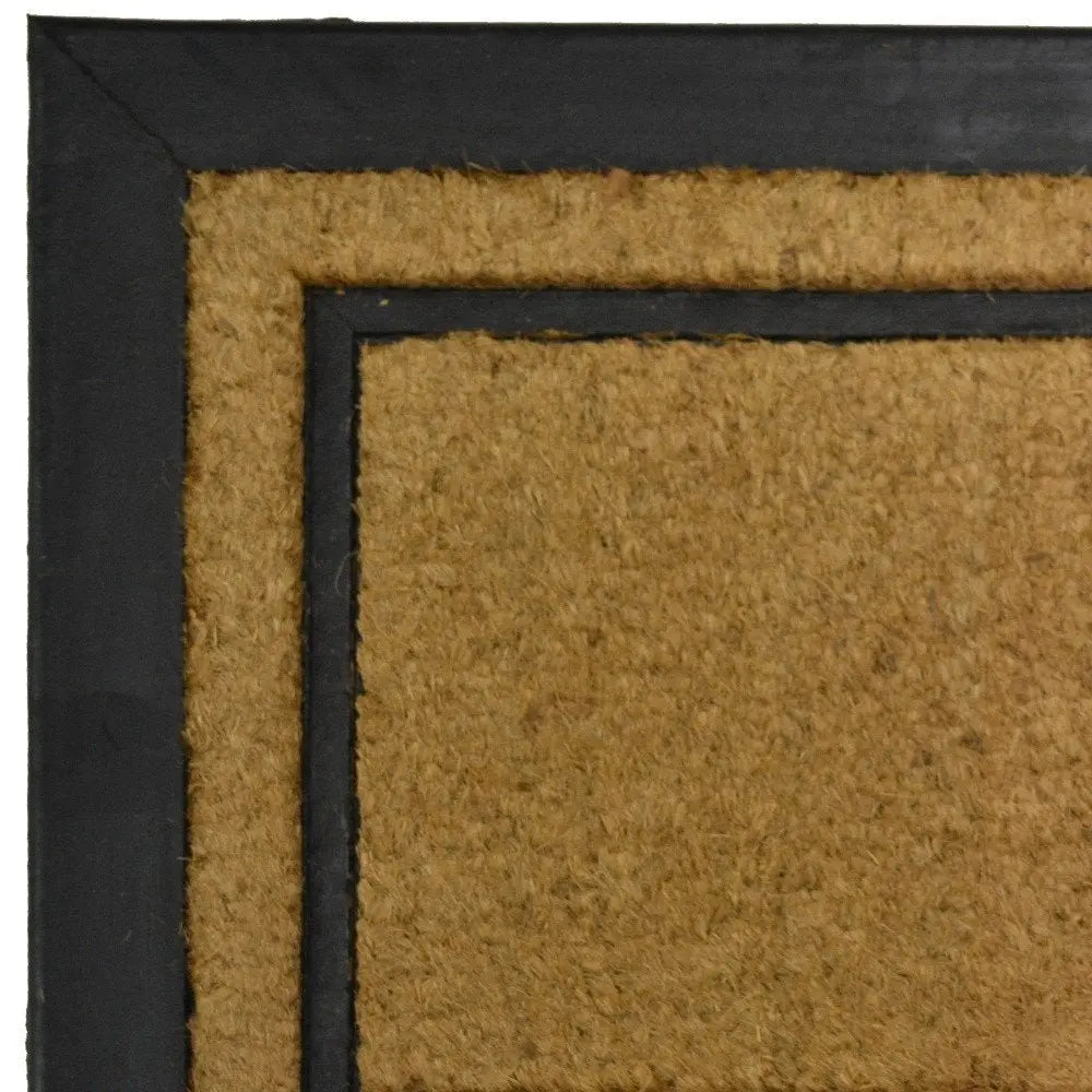 18" X 30" Beige and Black Rubber and Coir Outdoor Door Mat - NOBLE HOME INTERIORS
