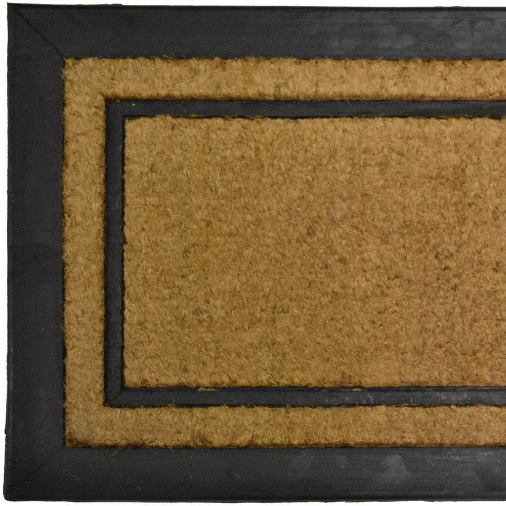 18" X 30" Beige and Black Rubber and Coir Outdoor Door Mat - NOBLE HOME INTERIORS
