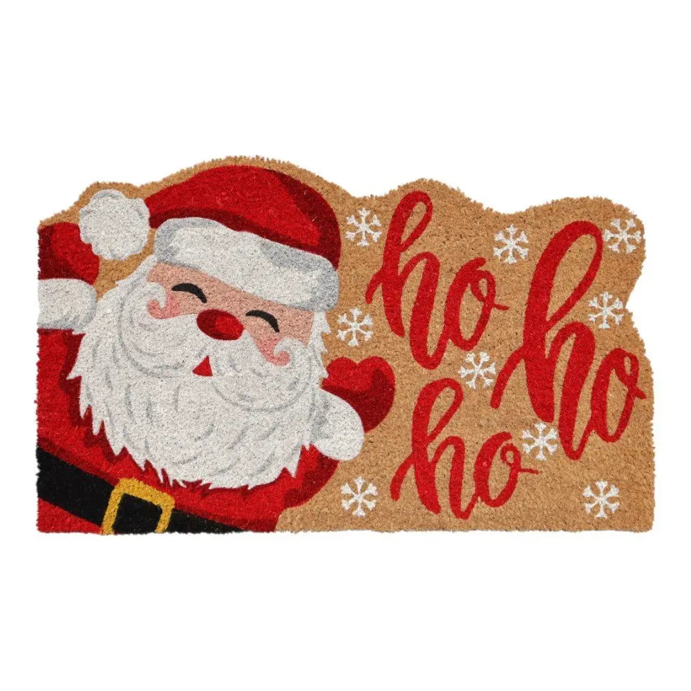 18" X 30" Beige and Red Coir Snowflake Outdoor Christmas Door Mat - NOBLE HOME INTERIORS