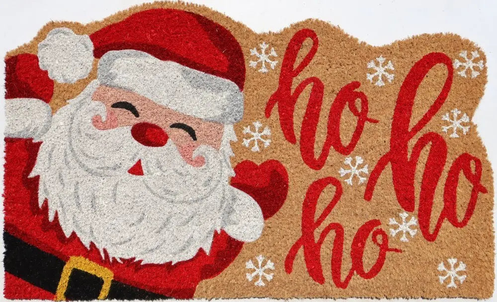 18" X 30" Beige and Red Coir Snowflake Outdoor Christmas Door Mat - NOBLE HOME INTERIORS