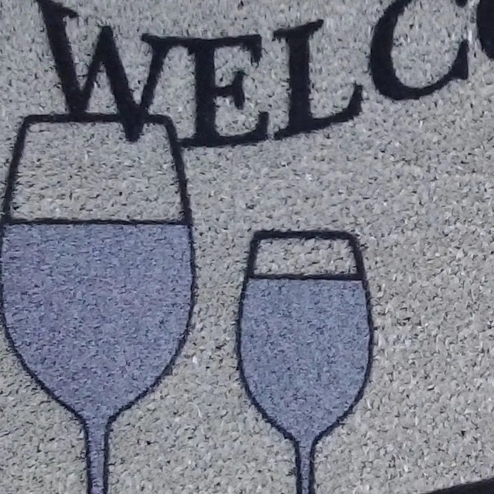 18" X 30" Black and Red Coir Wine Welcome Outdoor Door Mat - NOBLE HOME INTERIORS