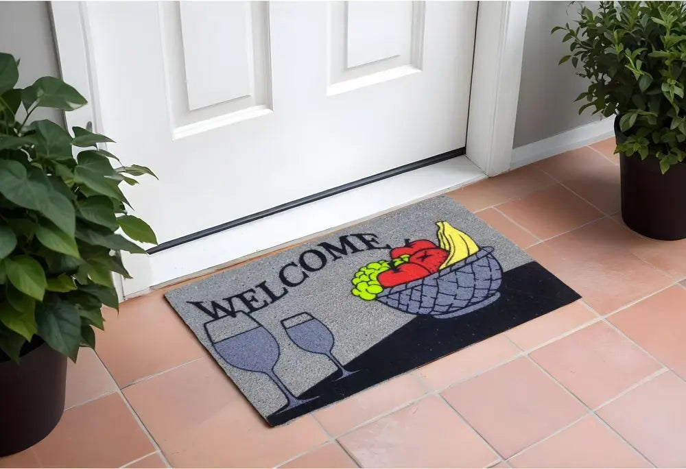 18" X 30" Black and Red Coir Wine Welcome Outdoor Door Mat - NOBLE HOME INTERIORS