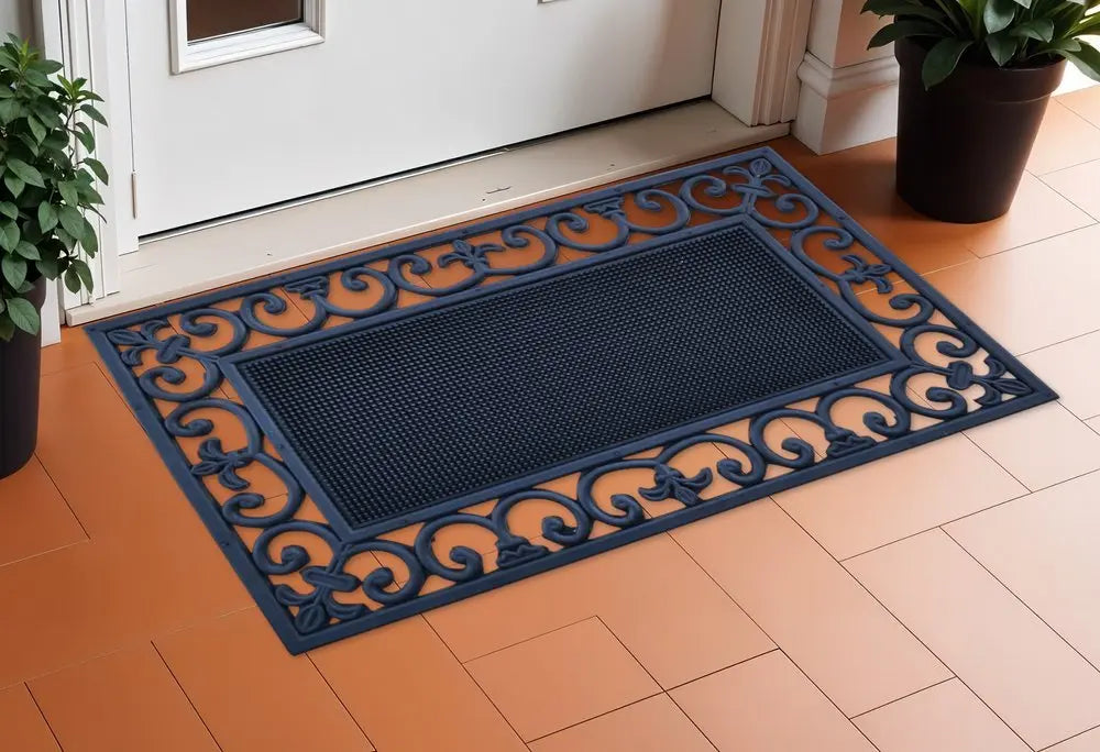 18" X 30" Black Rubber Outdoor Door Mat - NOBLE HOME INTERIORS