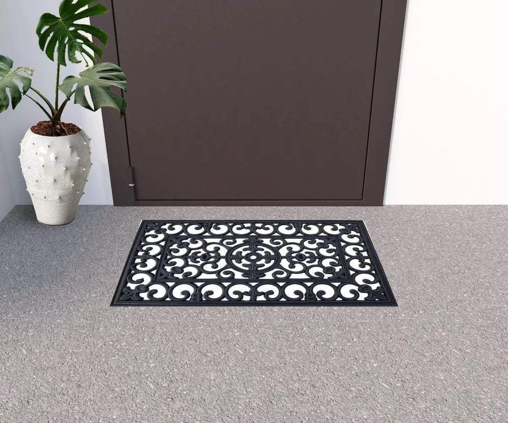 18" X 30" Black Rubber Outdoor Door Mat - NOBLE HOME INTERIORS