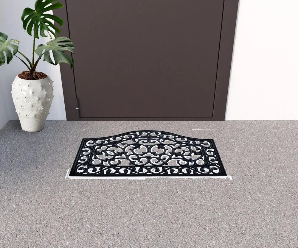 18" X 30" Black Rubber Outdoor Door Mat - NOBLE HOME INTERIORS
