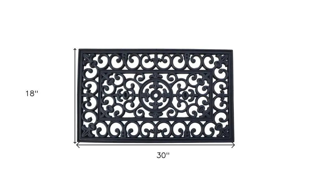 18" X 30" Black Rubber Outdoor Door Mat - NOBLE HOME INTERIORS