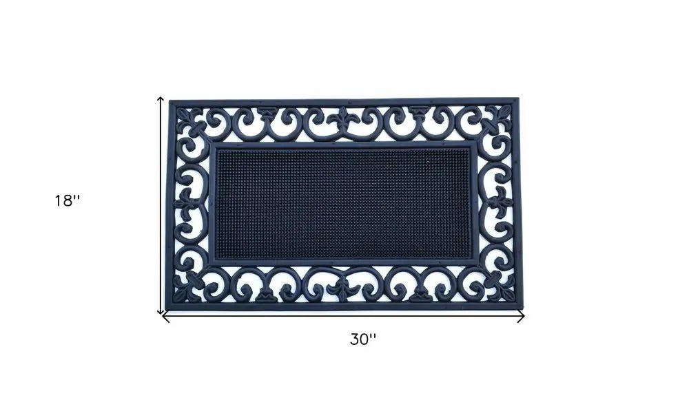 18" X 30" Black Rubber Outdoor Door Mat - NOBLE HOME INTERIORS