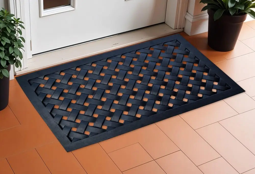 18" X 30" Black Rubber Outdoor Door Mat - NOBLE HOME INTERIORS