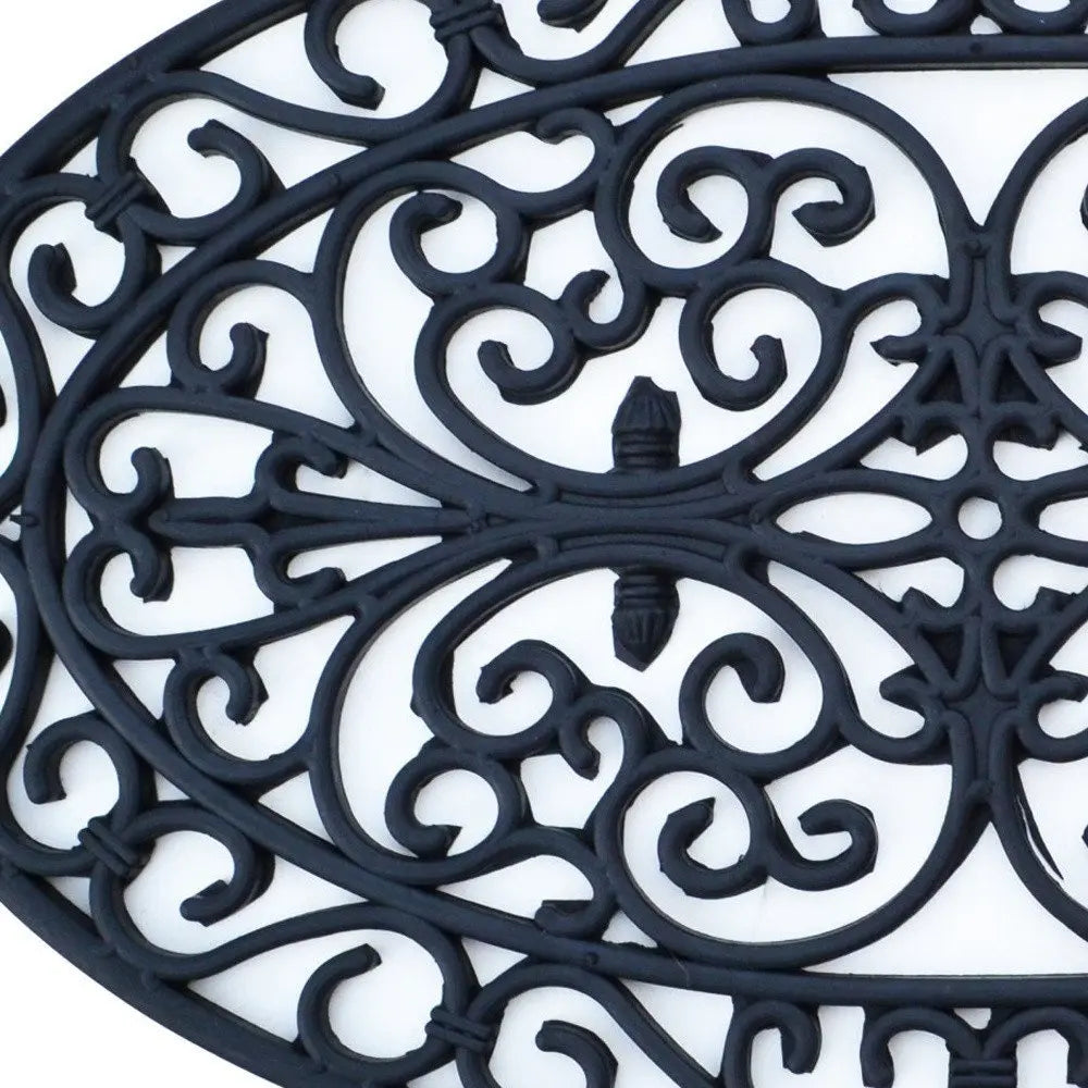 18" X 30" Black Rubber Outdoor Oval Door Mat - NOBLE HOME INTERIORS