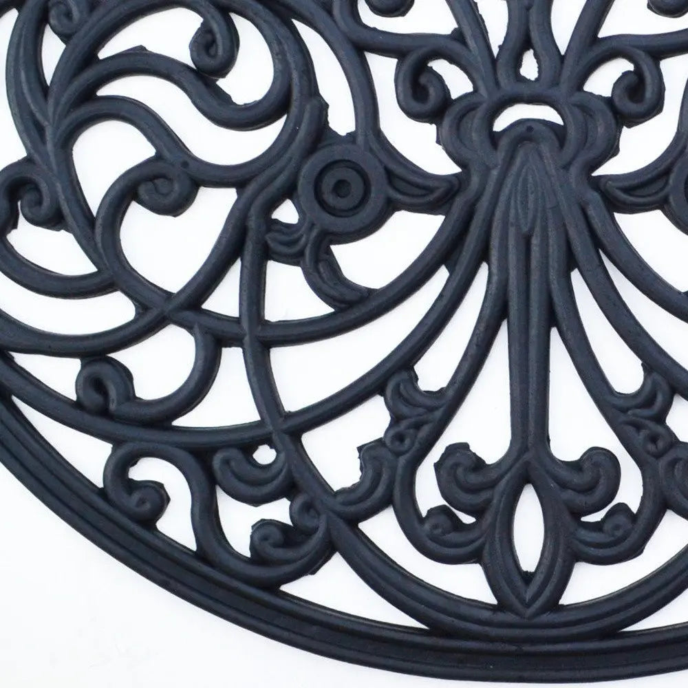 18" X 30" Black Rubber Outdoor Semi Circle Door Mat - NOBLE HOME INTERIORS