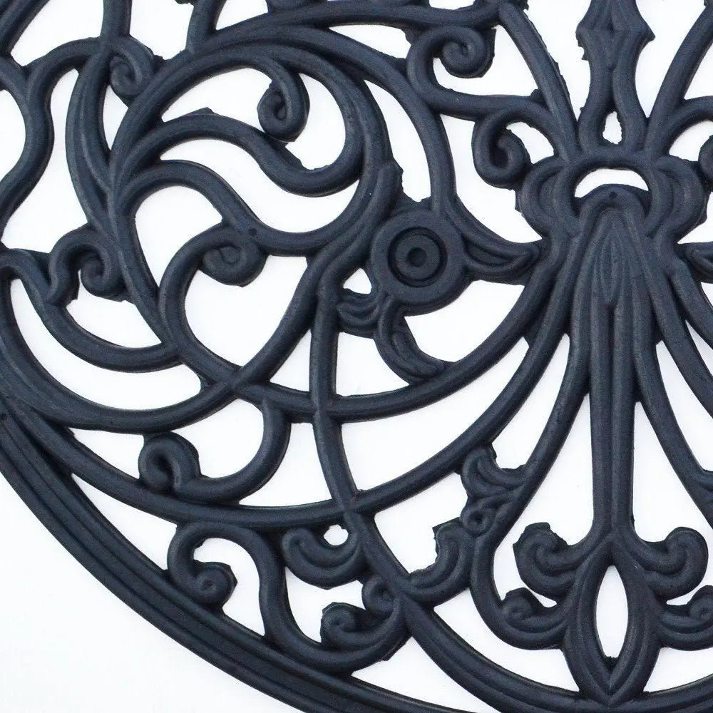18" X 30" Black Rubber Outdoor Semi Circle Door Mat - NOBLE HOME INTERIORS