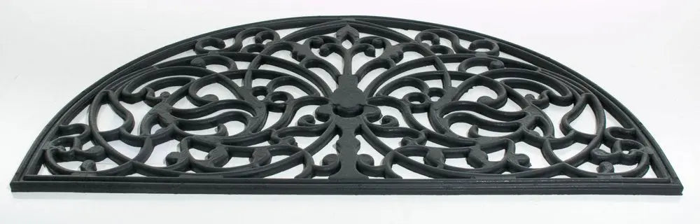 18" X 30" Black Rubber Outdoor Semi Circle Door Mat - NOBLE HOME INTERIORS
