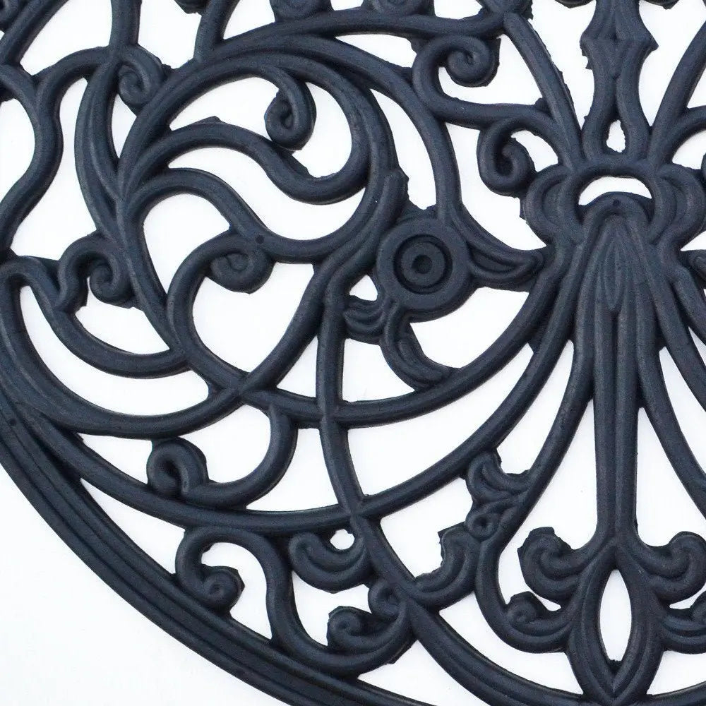 18" X 30" Black Rubber Outdoor Semi Circle Door Mat - NOBLE HOME INTERIORS