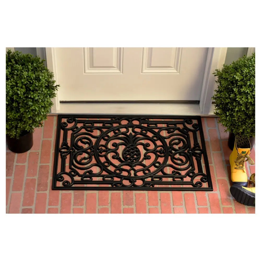 18" X 30" Black Rubber Pineapple Outdoor Door Mat - NOBLE HOME INTERIORS