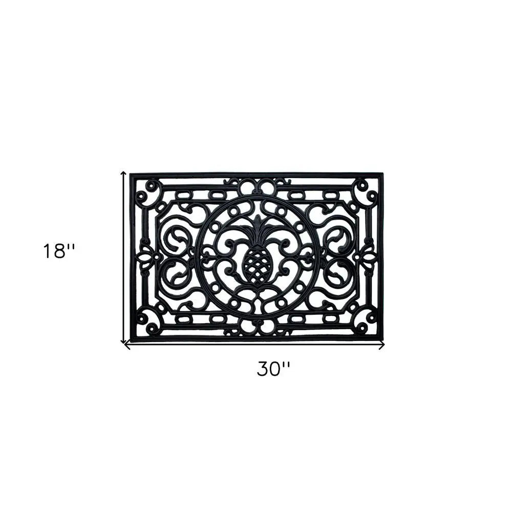 18" X 30" Black Rubber Pineapple Outdoor Door Mat - NOBLE HOME INTERIORS
