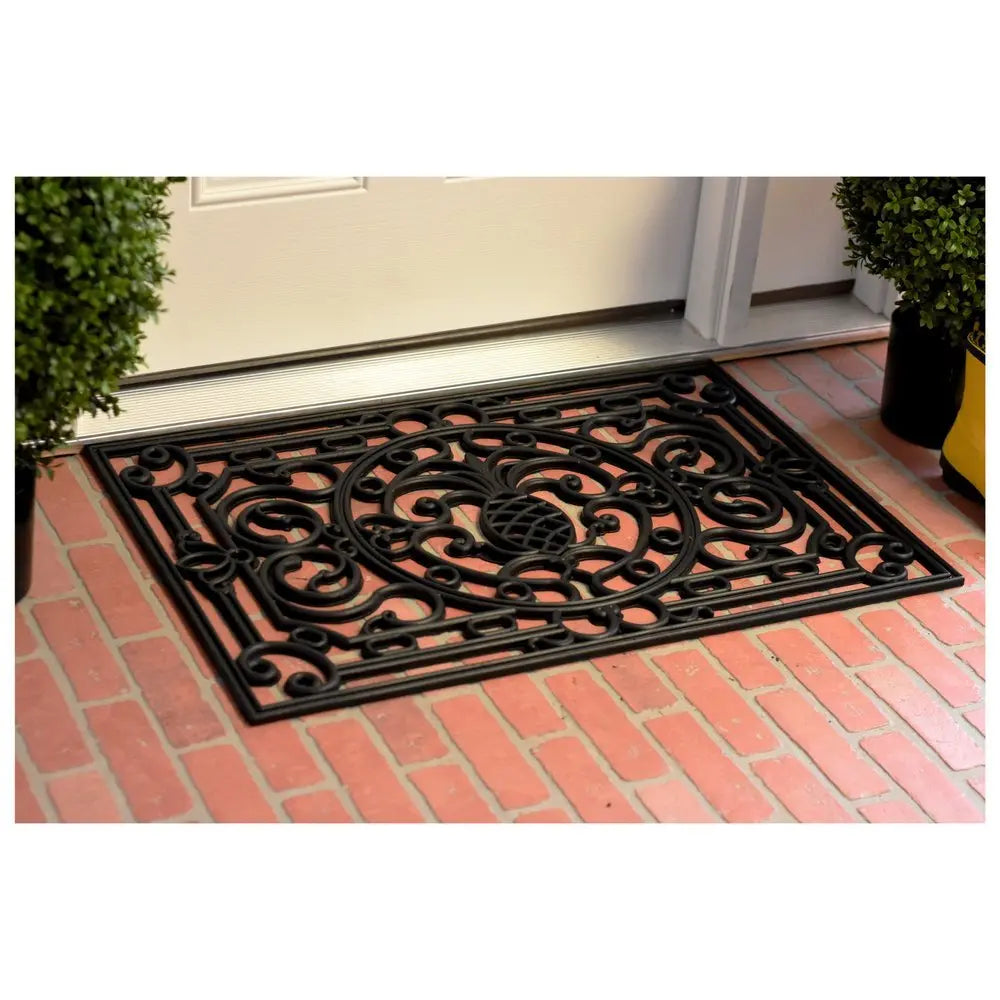 18" X 30" Black Rubber Pineapple Outdoor Door Mat - NOBLE HOME INTERIORS