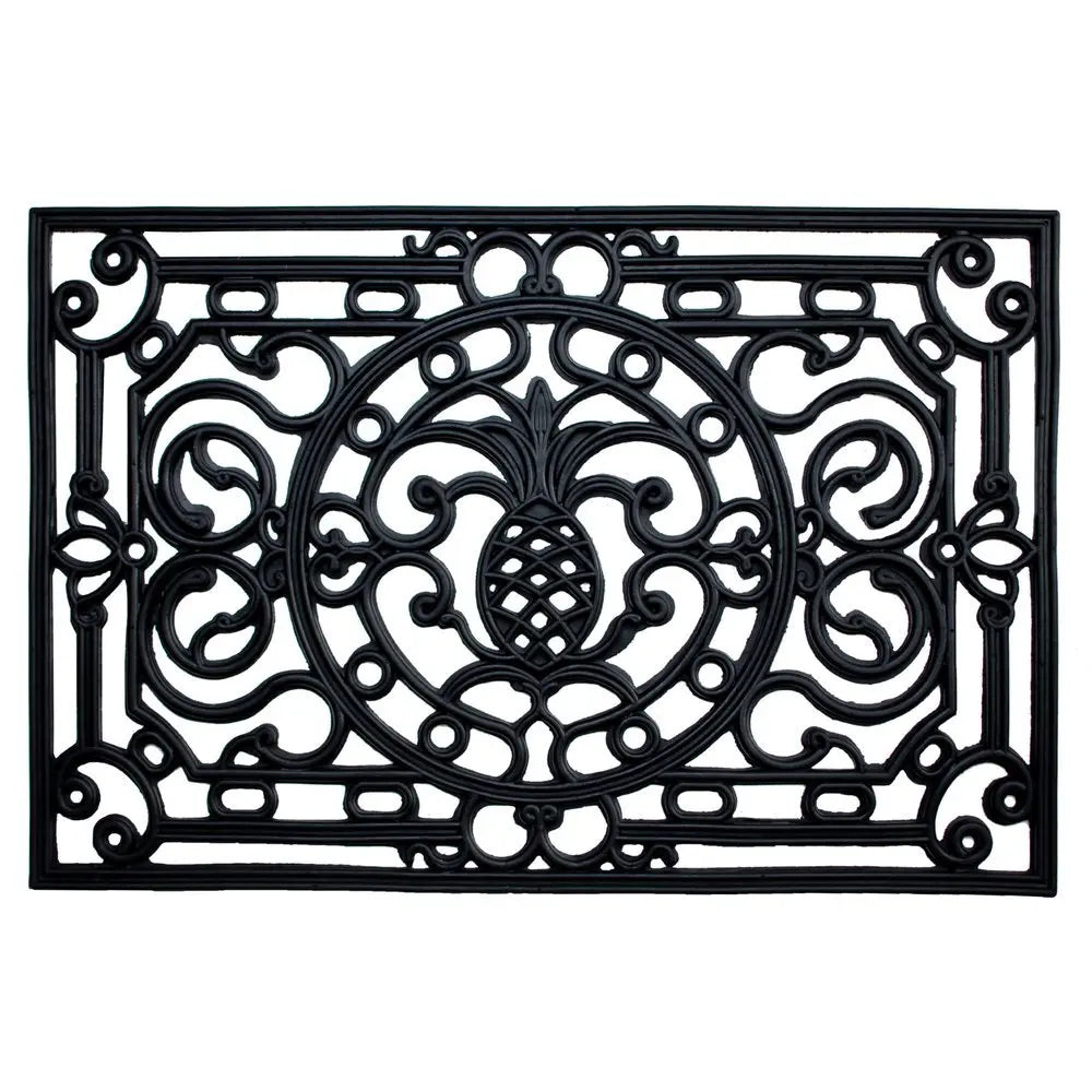 18" X 30" Black Rubber Pineapple Outdoor Door Mat - NOBLE HOME INTERIORS