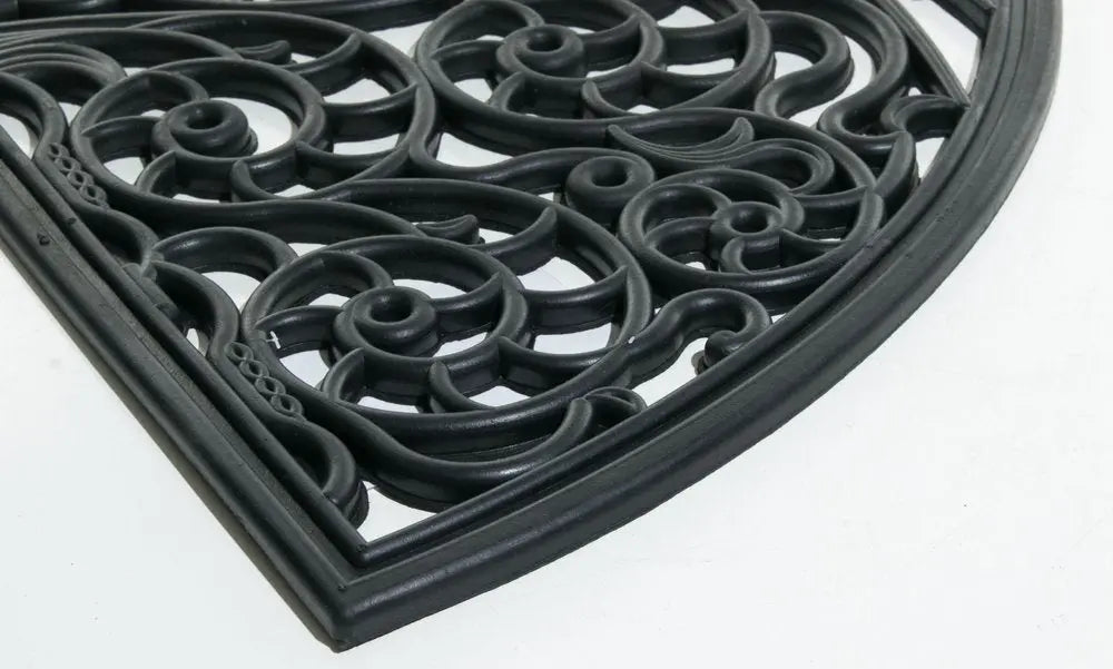 18" X 30" Black Rubber Pineapple Outdoor Semi Circle Door Mat - NOBLE HOME INTERIORS