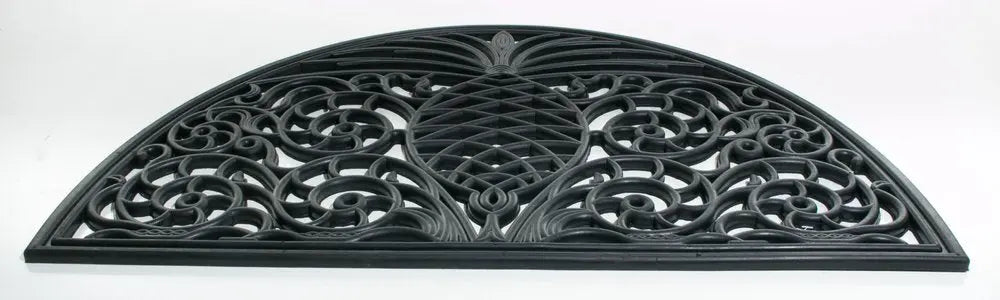 18" X 30" Black Rubber Pineapple Outdoor Semi Circle Door Mat - NOBLE HOME INTERIORS