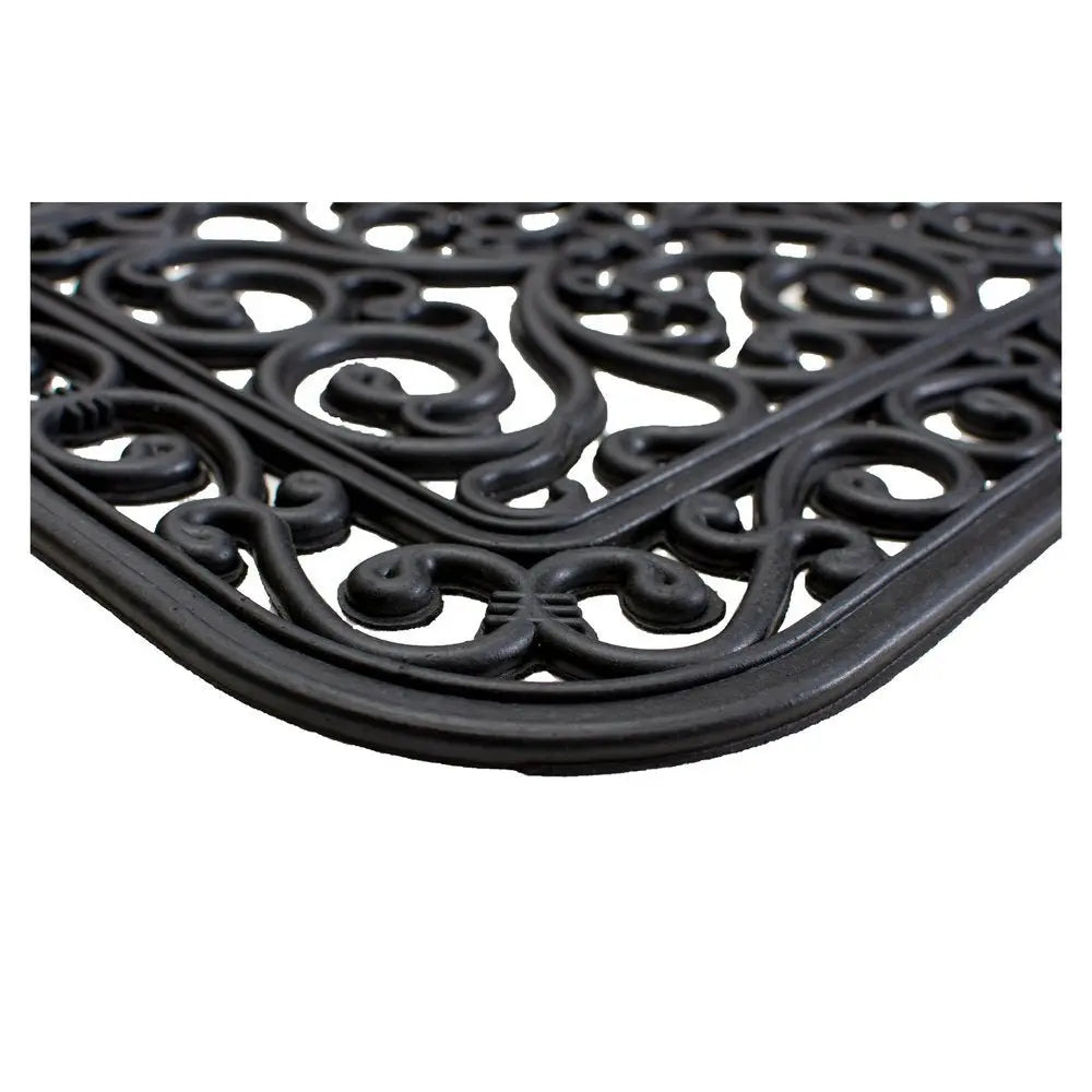18" X 30" Black Rubber Scrollwork Outdoor Door Mat - NOBLE HOME INTERIORS