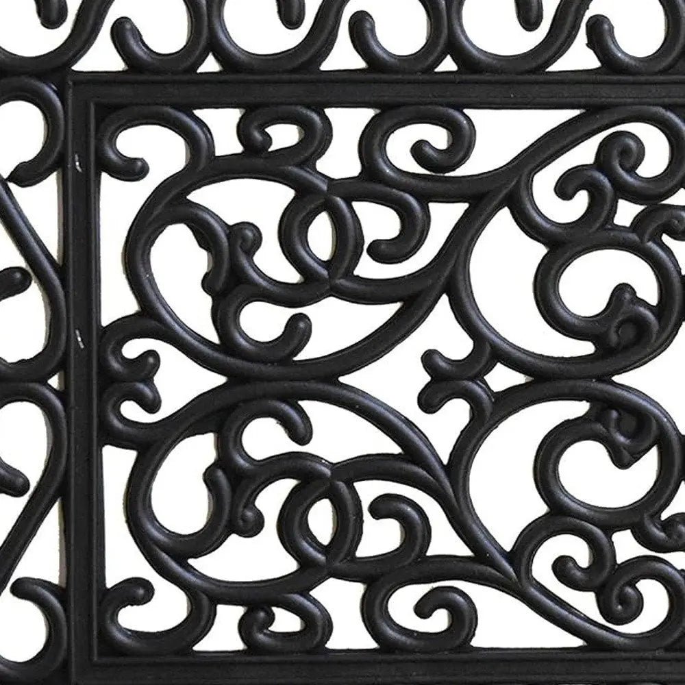18" X 30" Black Rubber Scrollwork Outdoor Door Mat - NOBLE HOME INTERIORS